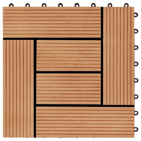 vidaXL Terrassebord 11 stk WPC 30x30 cm 1 kvm teak-farget