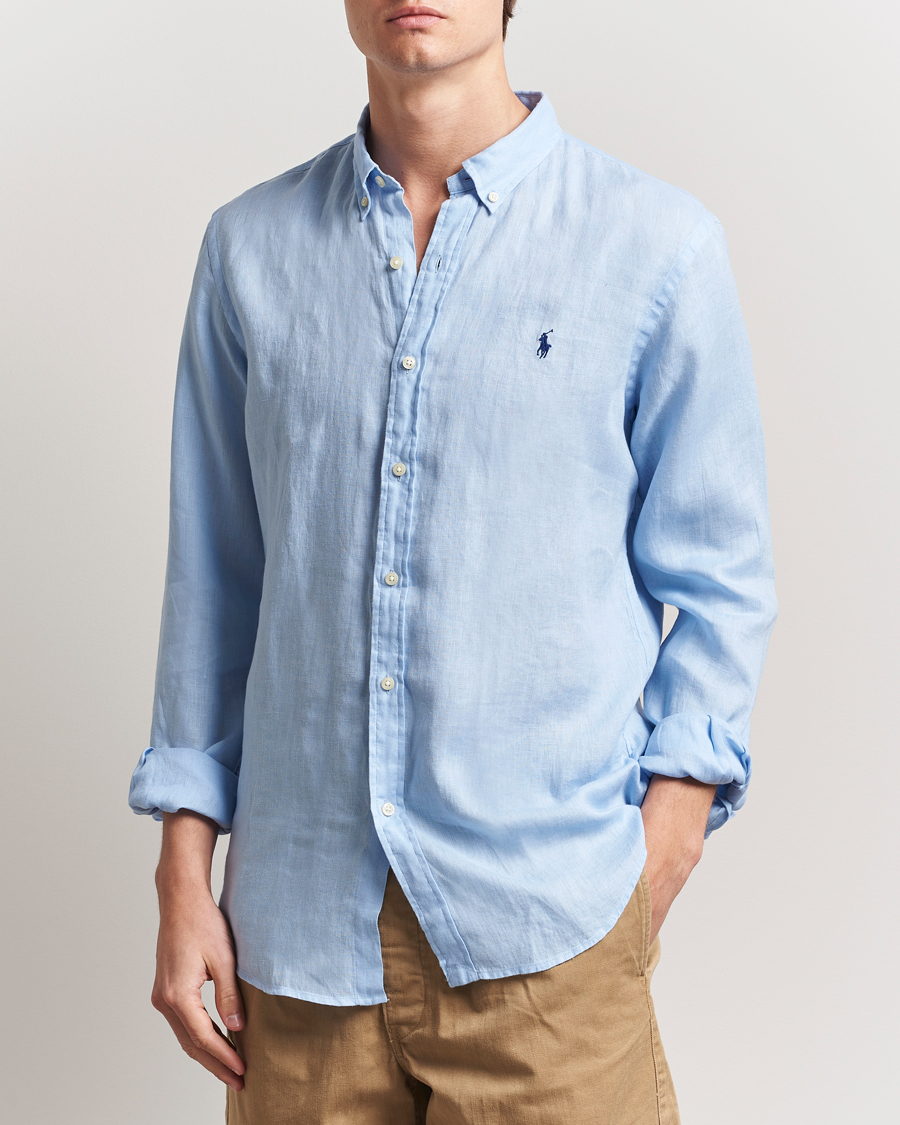 Polo Ralph Lauren Slim Fit Linen Shirt Office Blue