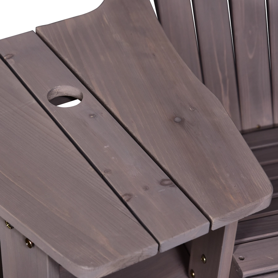 Outsunny Gartenbank mit Tisch und Schirmloch grau