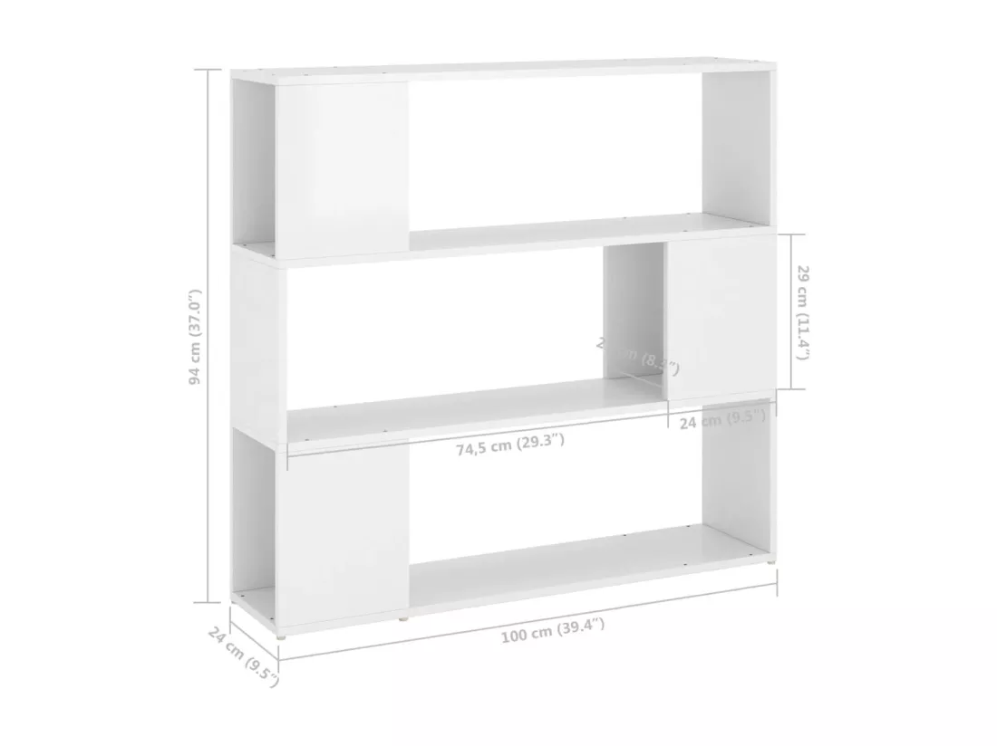 Bibliothèque/Séparateur de pièce Blanc brillant 100x24x94 cm