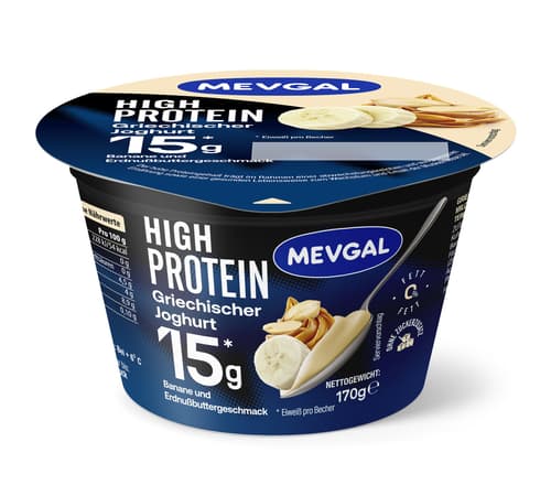 Mevgal Griechischer Joghurt High Protein 0% Fett Banane, Erdnussbuttergeschmack