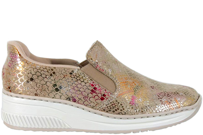 RIEKER LOAFERS I BEIGE RUSKIND MED PRÆGET LOOK