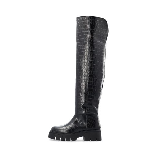 Bianco Kall Over Knee Støvler, Black Croco, 41