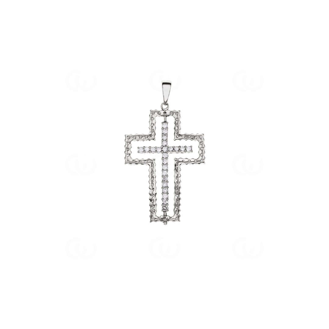Kreuzanhänger 750/18 K Weissgold mit Diamanten 1.01 ct H/si