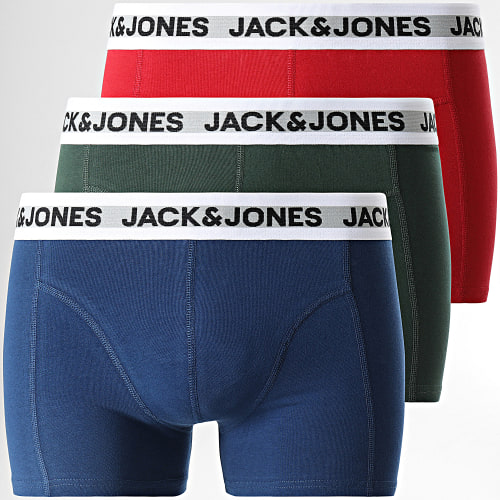 Lot De 3 Boxers Rikki Vert Kaki Bleu Marine Rouge