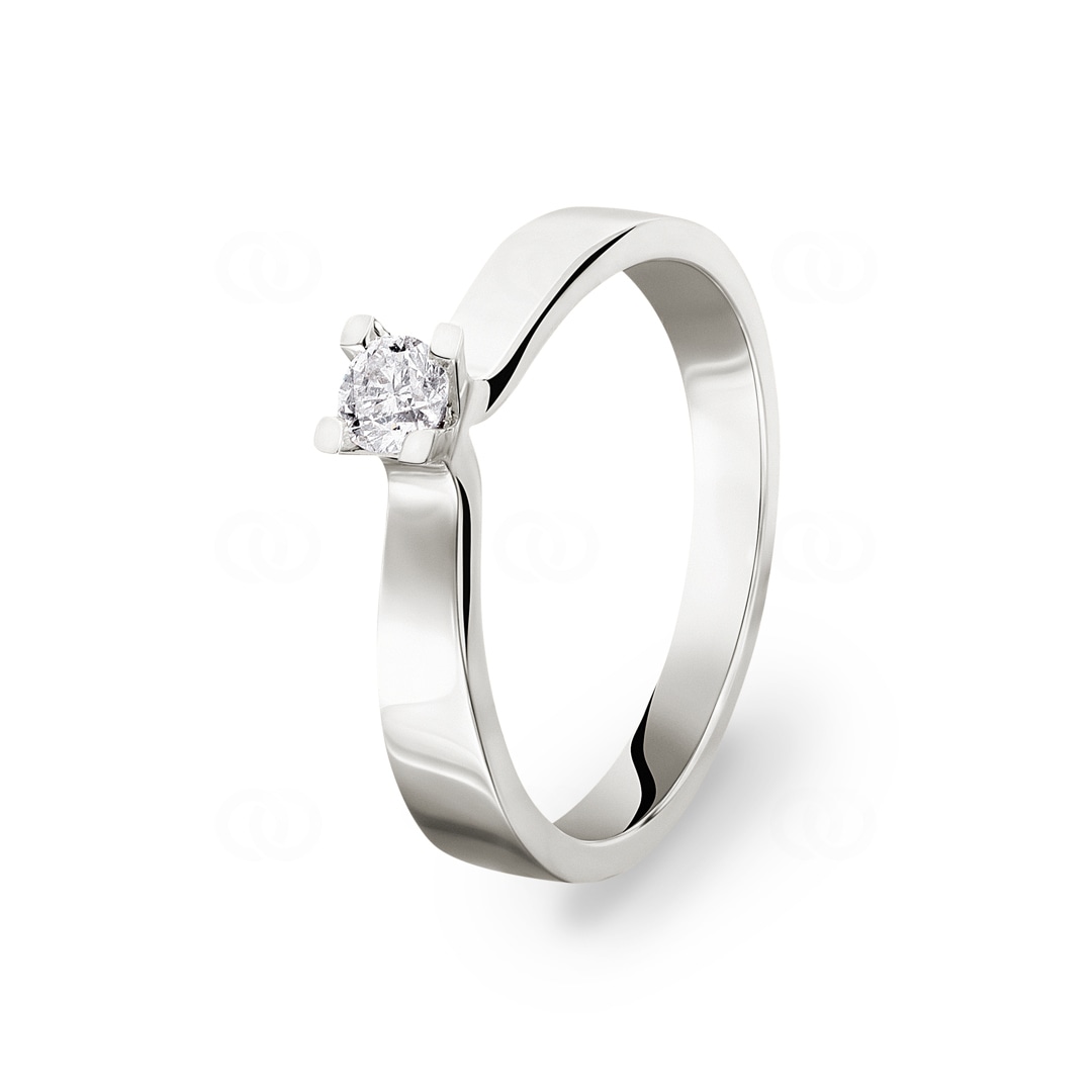 Verlobungsring 750/18 K Weissgold mit Diamant 0.19 ct H/si