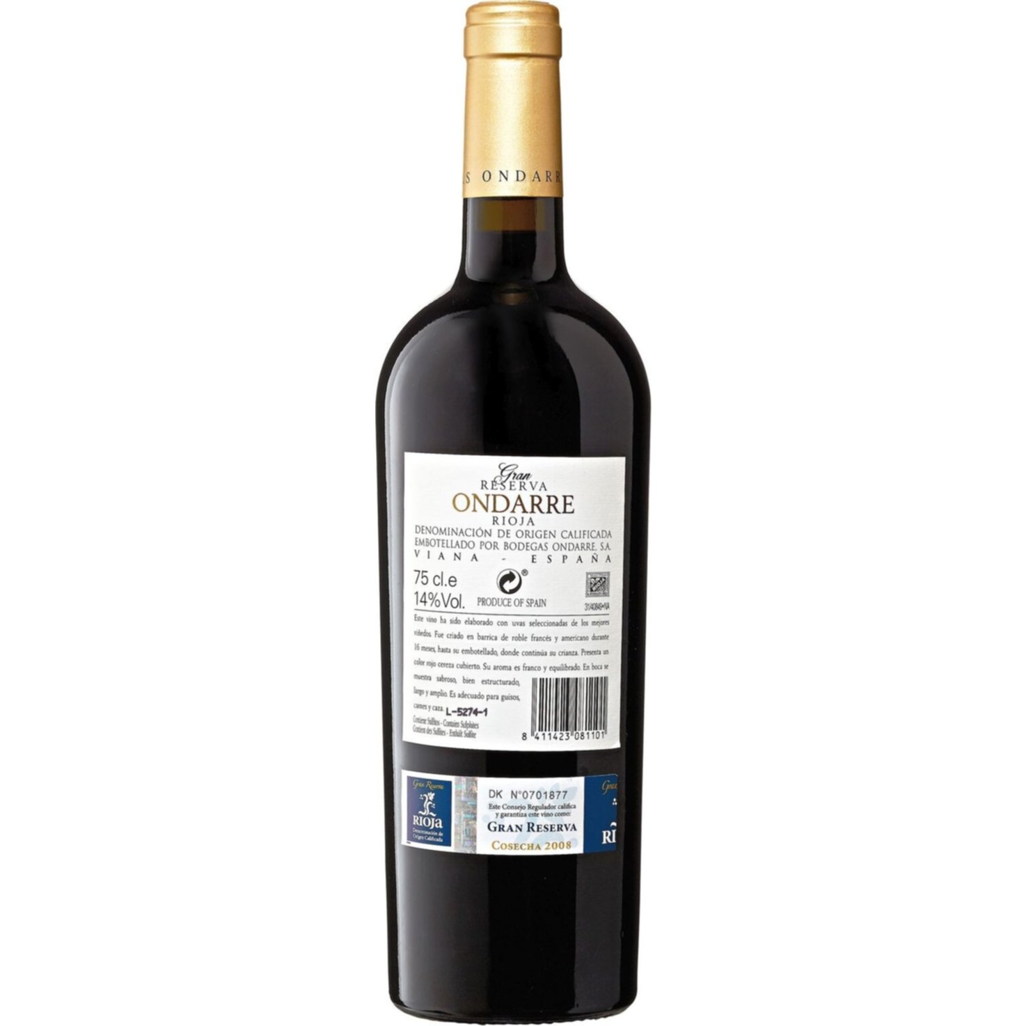 Rioja DOC Gran Reserva Bodegas Ondarre -75cl