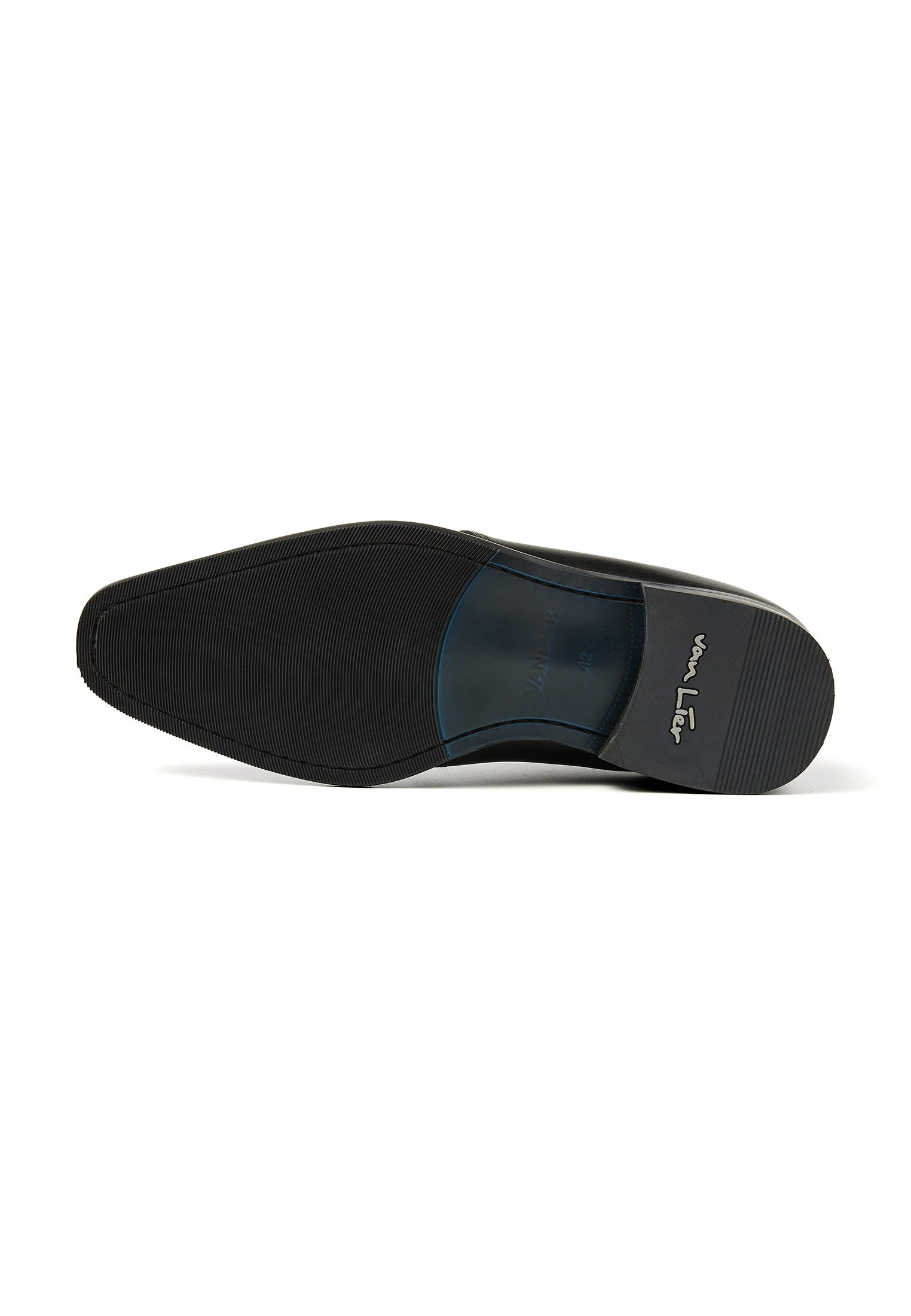 Zwart gladleren met rubberen zool Santorini halfhoge veterschoen