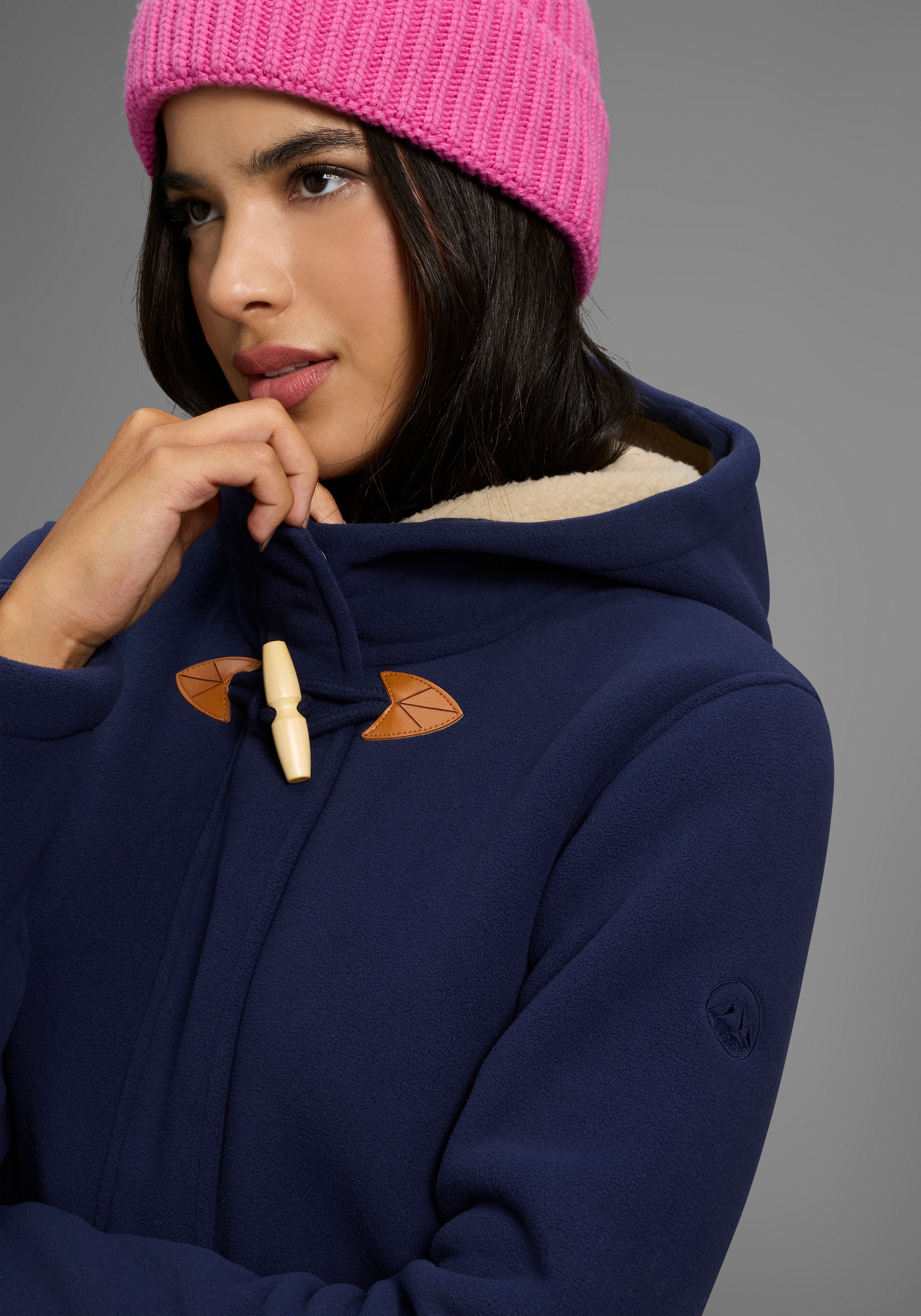 Polarino Fleecejacke mit Kapuze Fleece Jacke, innen mit Sherpa Fleece, Teddy Fell Imitat