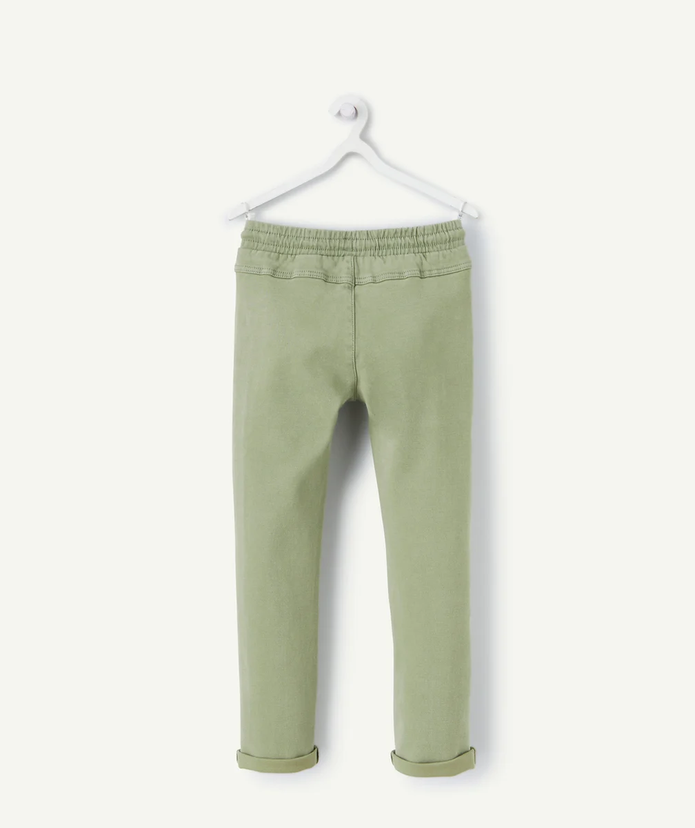 pantalon relax garçon en viscose responsable kaki avec poches
