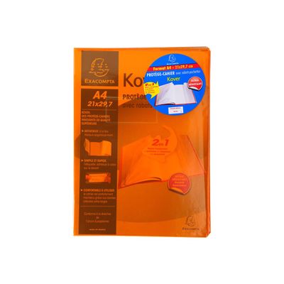 Exacompta Kover - Protège cahier avec rabats/pochettes - A4 (21 x 29,7 cm) - disponible dans différentes couleurs translucides