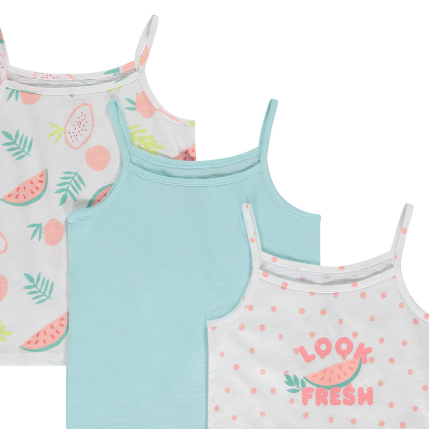 Lot de 3 débardeurs fantaisie en jersey slub pour fille