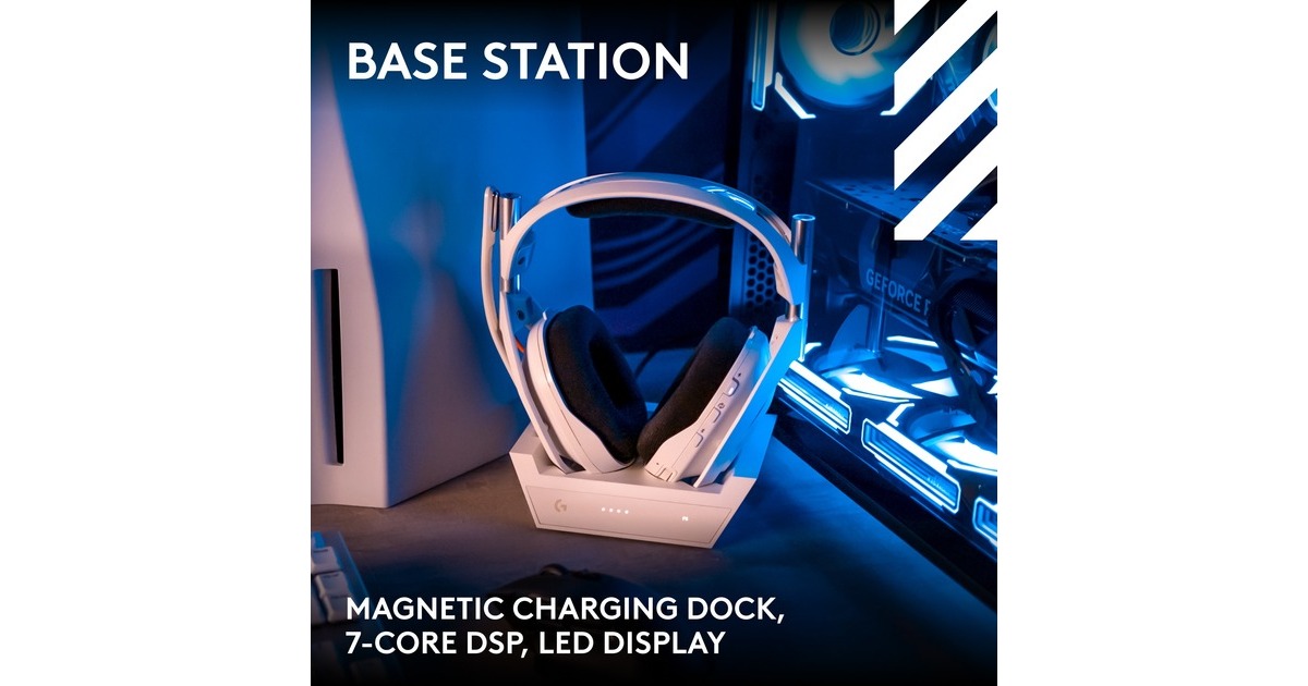 Logitech GAstro A50 LIGHTSPEED over-ear gaming headset  (Wit, Basisstation (Gen 5), Pc, Xbox, PS5, Nintendo Switch, Bluetooth / USB-C)