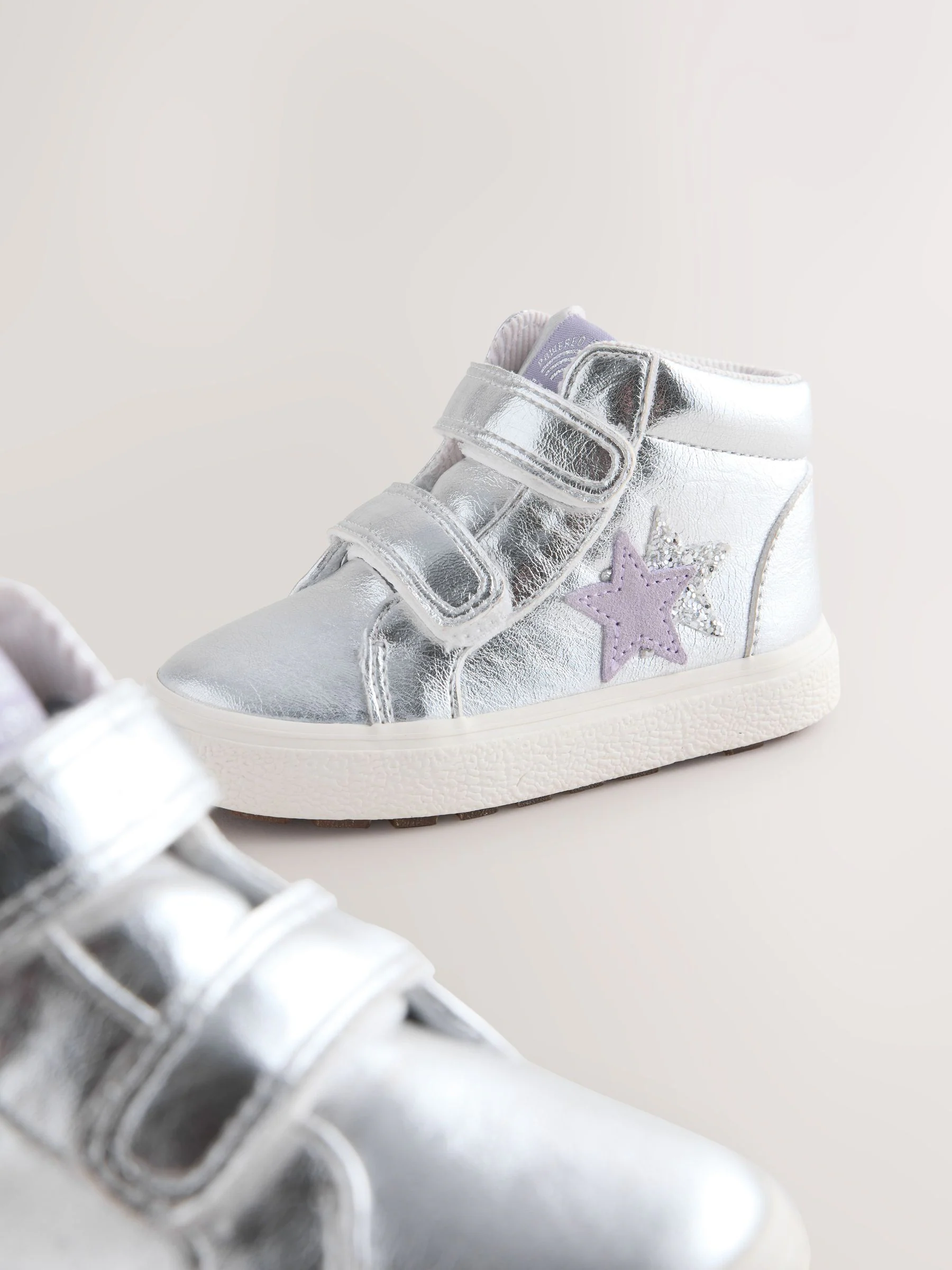 Zilver - Hoge sneakers met klittenbandsluiting