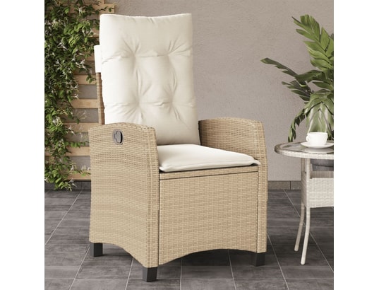 VIDAXL - Chaise inclinable de jardin avec coussins beige résine tress...