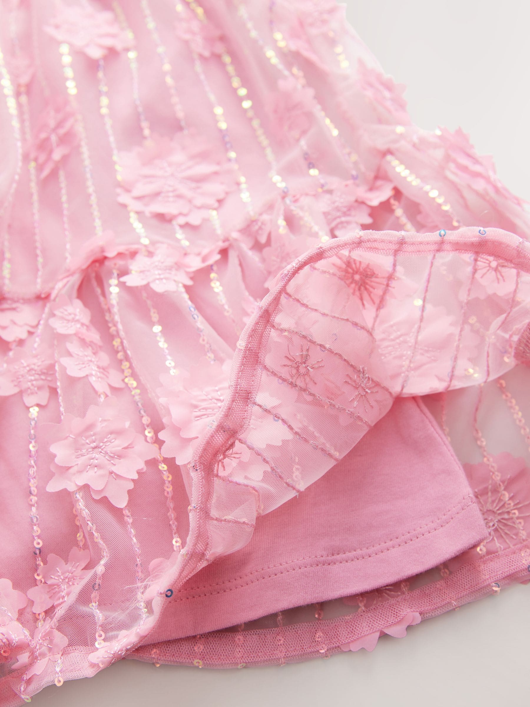 Roze - Mesh bloemen pailletten feestelijke jurkjes (3-16jaar)