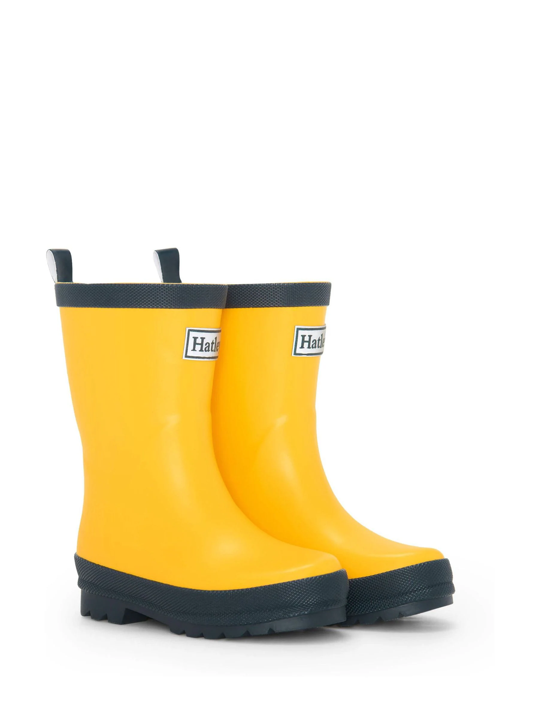 Yellow & Navy Matte Rain Wellies