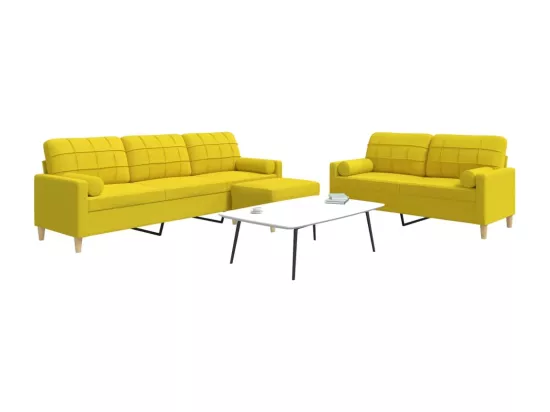 Ensemble de canapés 3 pièces repose-pied et coussins décoratifs