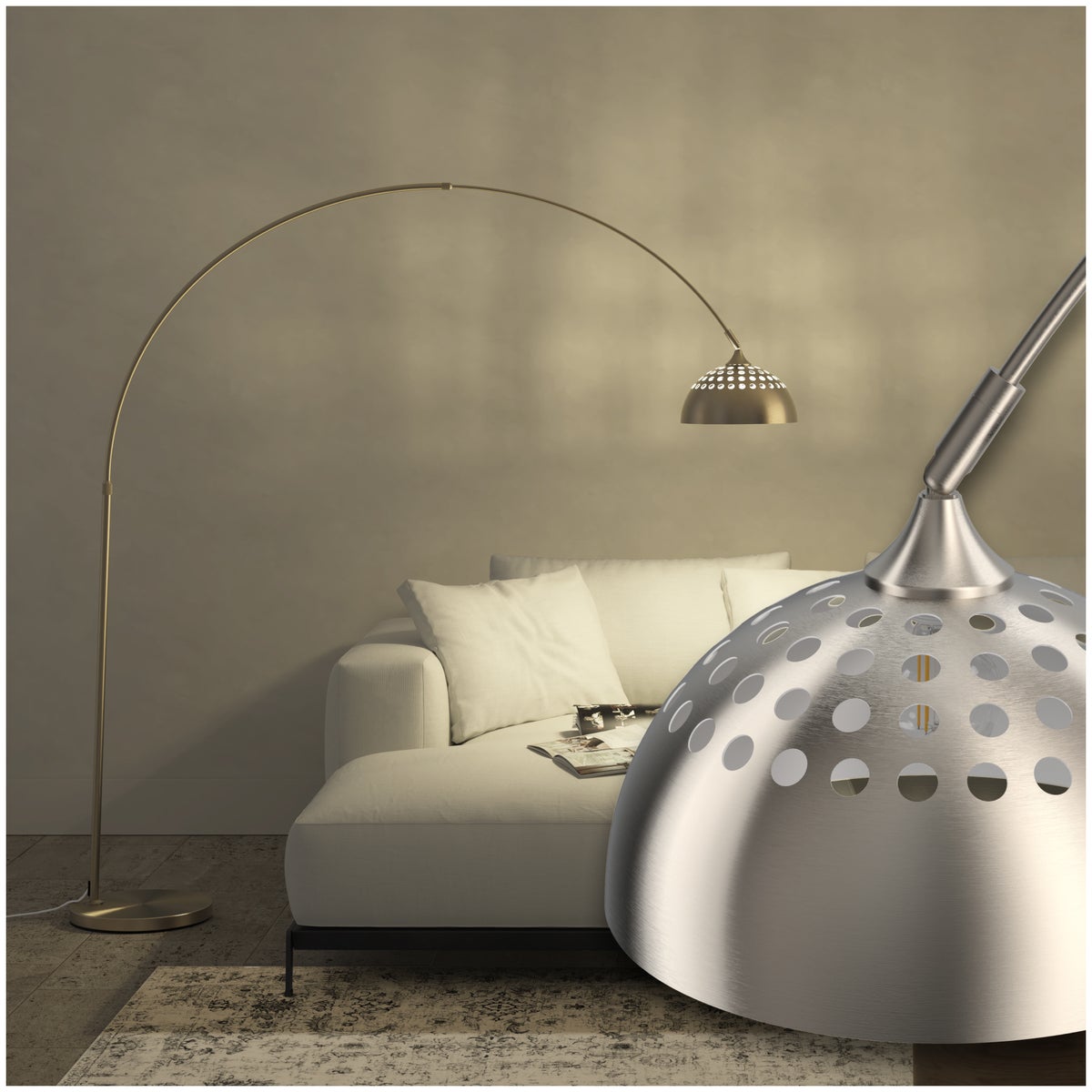 tectake Arcus booglamp, jaren 70 retrostijl, hoogte verstelbaar 187 - 206 cm