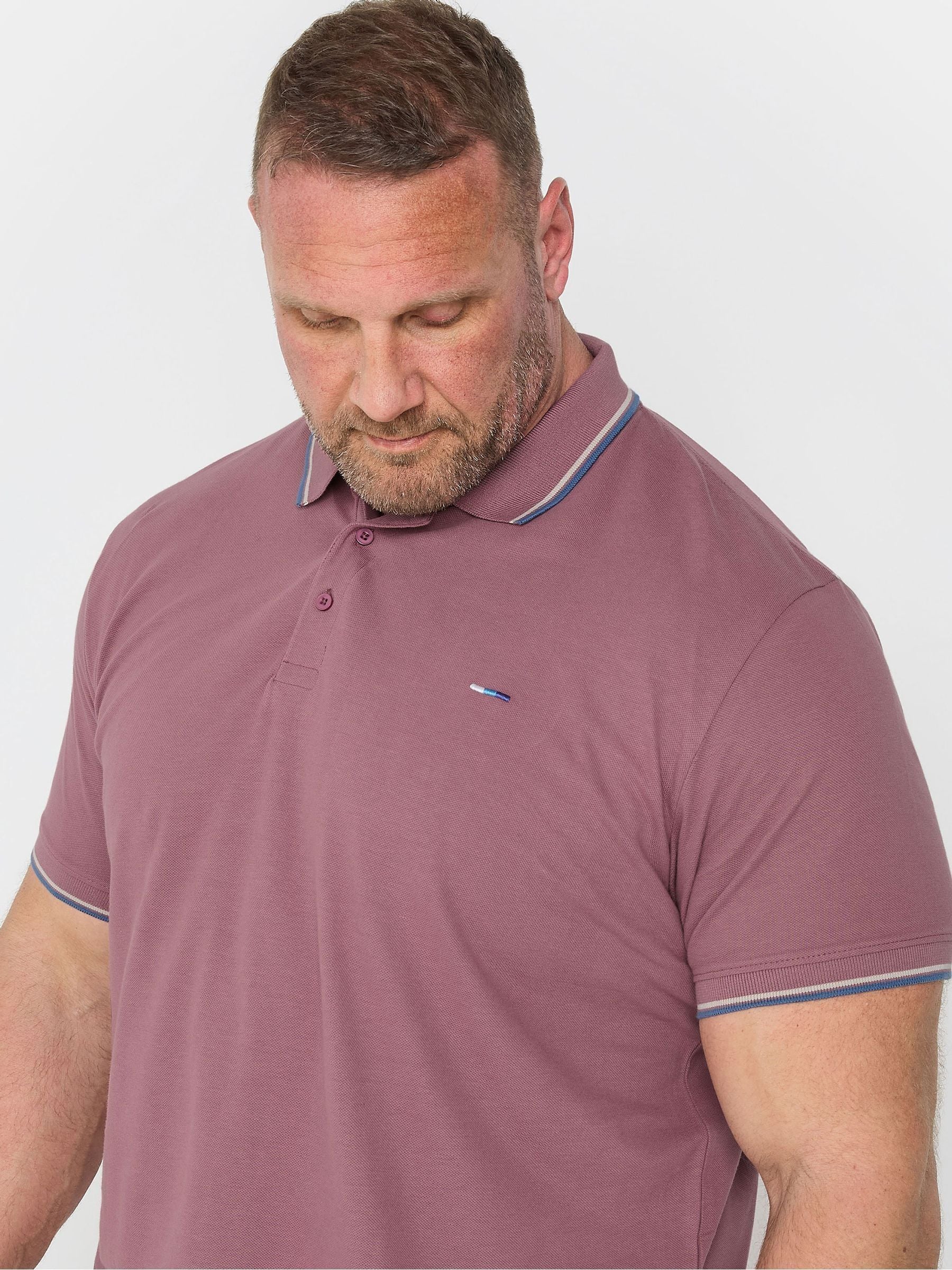 Blauw - BadRhino Big & Tall Tipped Pique 100% Cotton Polo Shirts 3 Pack