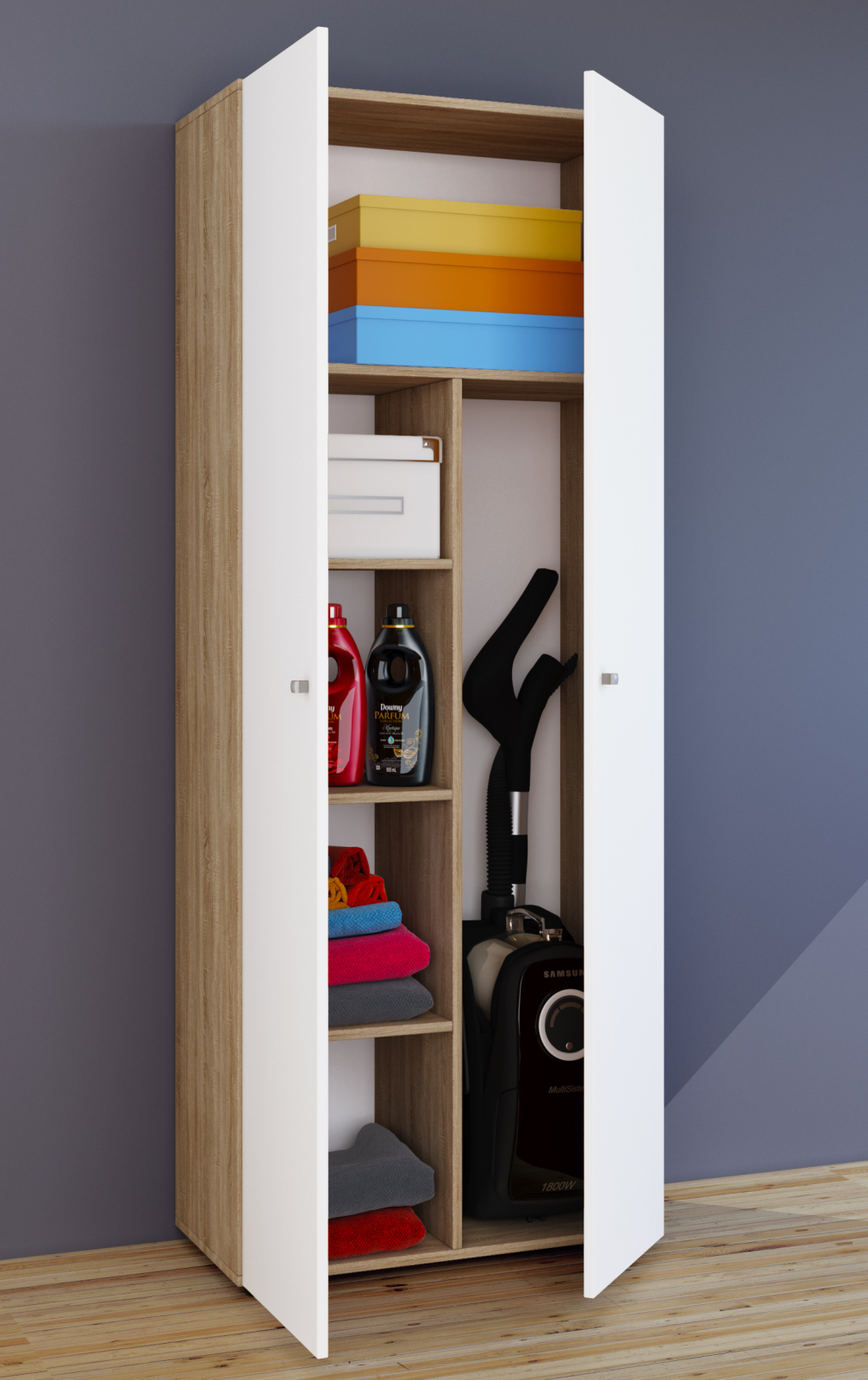 Haushaltsschrank VANDOL II-KOMBI - Sonoma Eiche-weiß - 70 cm breit