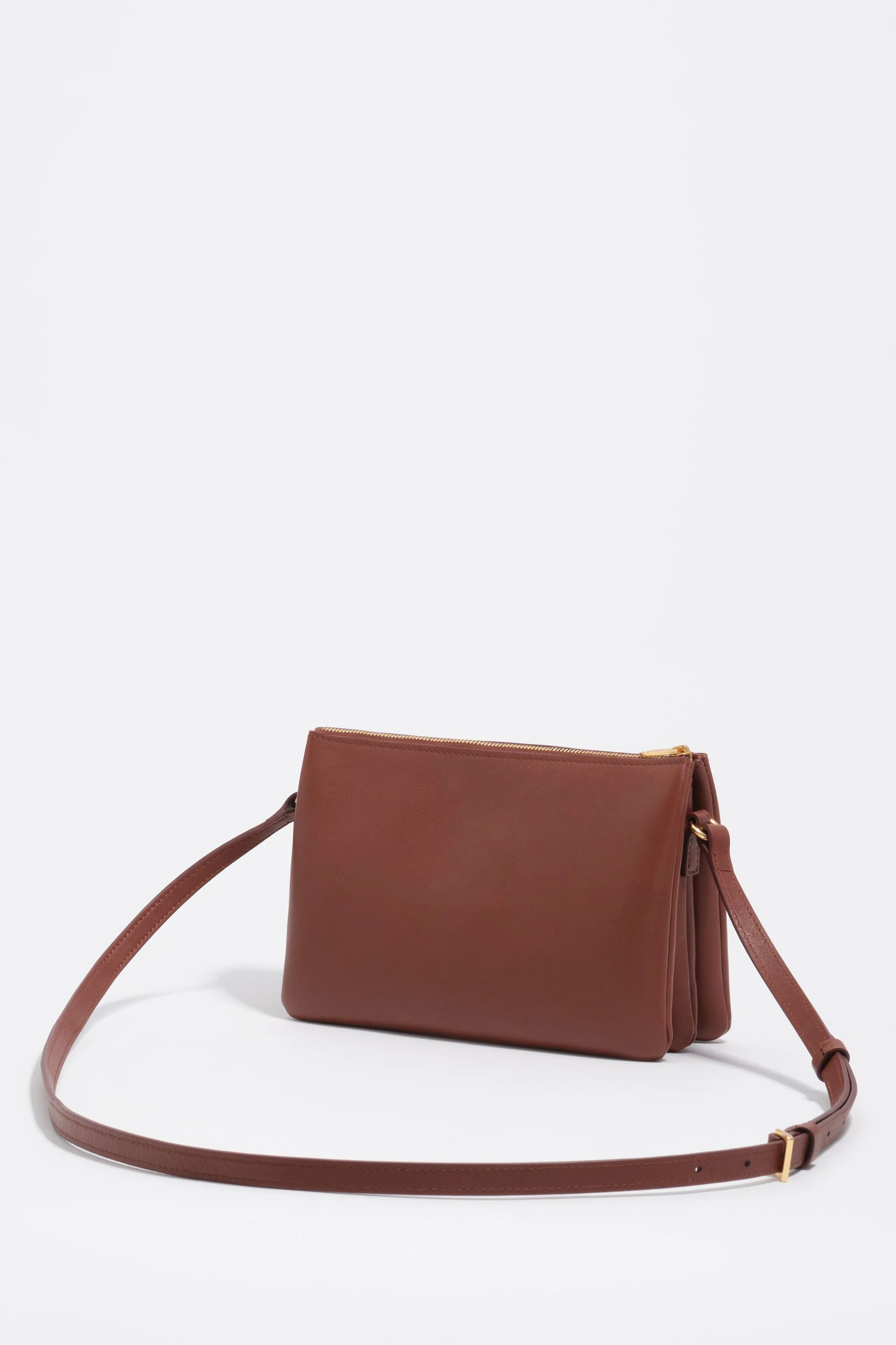 Bolsa clutch tripla mini couro cuoio escuro