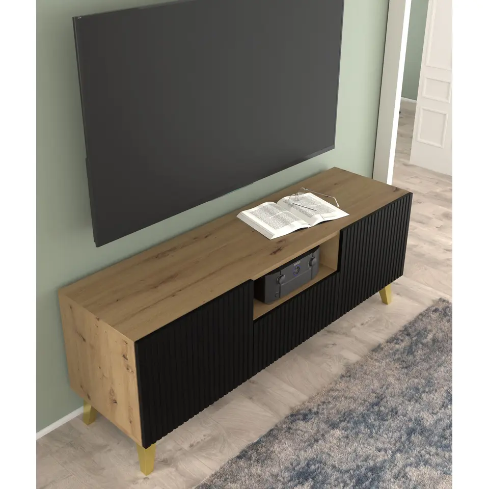 RTV-kast Ravenna PB 150 2D1S artisan eiken / zwart mat