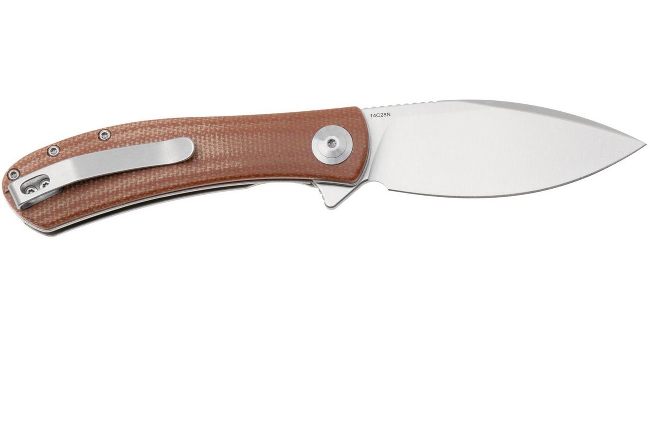 Trollsky Knives Mandu Evo MTE007 Satin 14C28N, Brown Micarta, zakmes, Michael Trollsky design