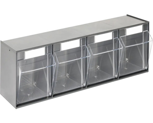 INDUSTRIEEL klein materiaalmagazijn, 4 compartimenten, 60 x 20,7 x 13,7 cm, antraciet