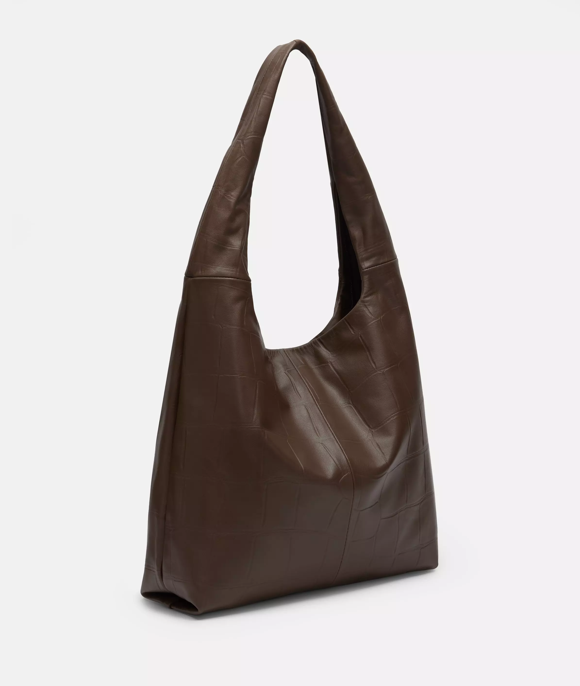 Crocodile Mira Hobo L Large hobo bag with crocodile embossing