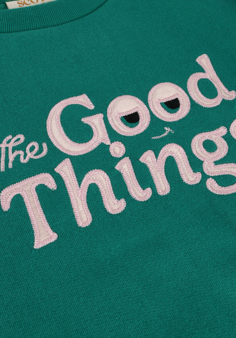SCOTCH & SODA groene scotch & soda trui pleated sleeve detail artwork