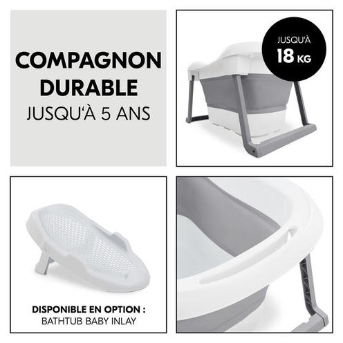 Baignoire compacte Wash N Fold - Blanc/gris - HAUCK