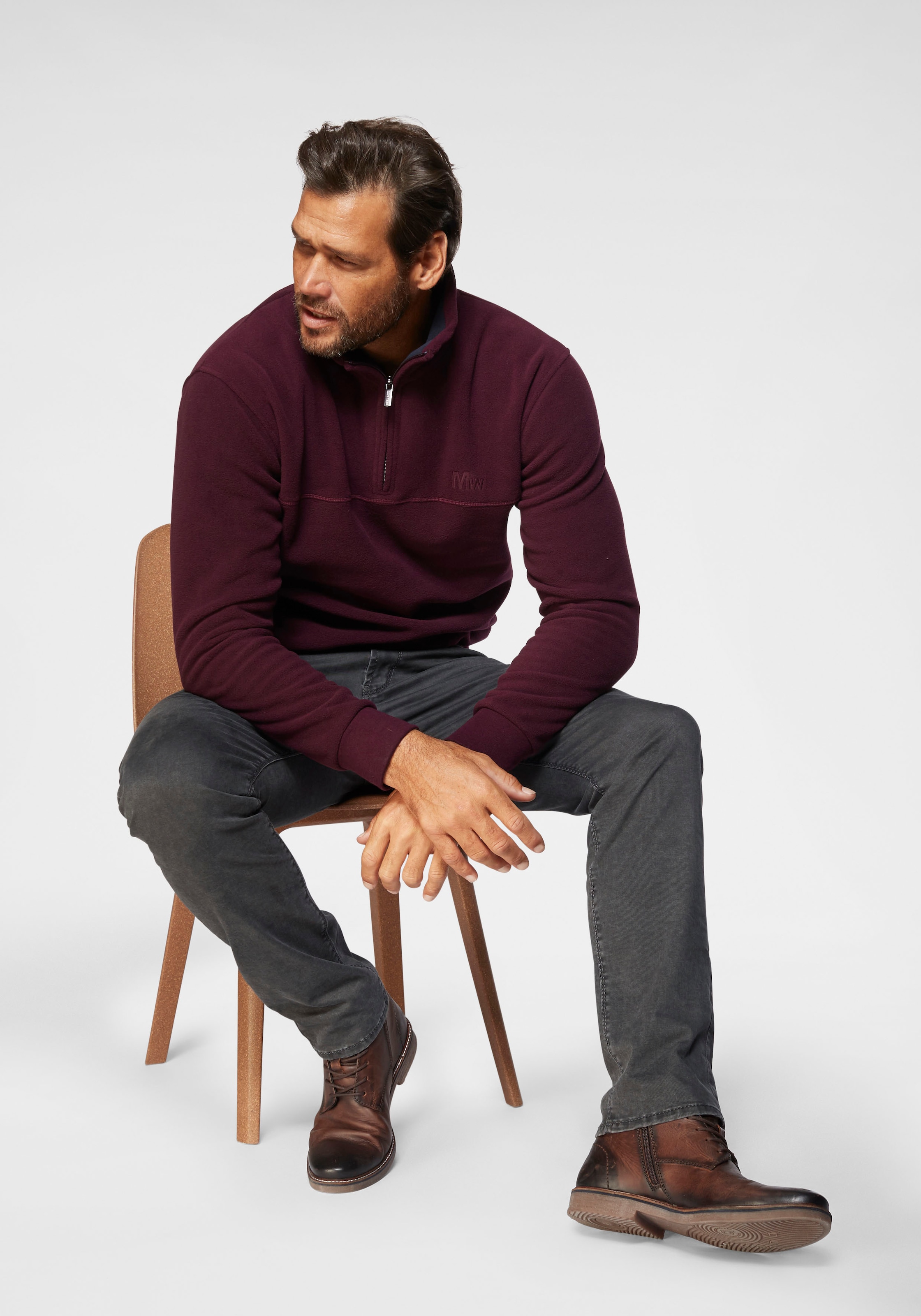 Man's World Fleecepullover , für die Übergangszeit aus Fleece,  schnelltrocknend