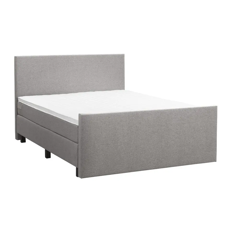 Boxspring met voetbord Liv egaal - lichtgrijs - 180x200 cm - vierkante poot