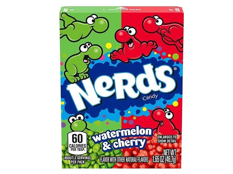 Wonka Nerds Bonbons Wassermelone und Kirsche 46 g Bonbons mit dem Geschmack nach Wassermelone und Kirsche