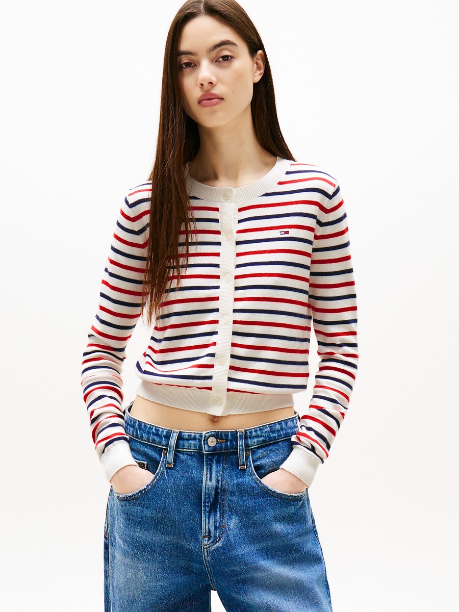 TOMMY JEANS<br>Cardigã com gola redonda e fechamento por botões