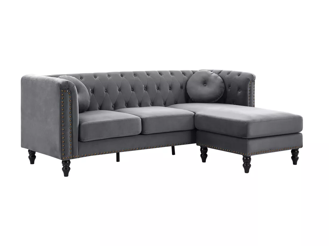 Canapé d'angle réversible en velours anthracite TURNER