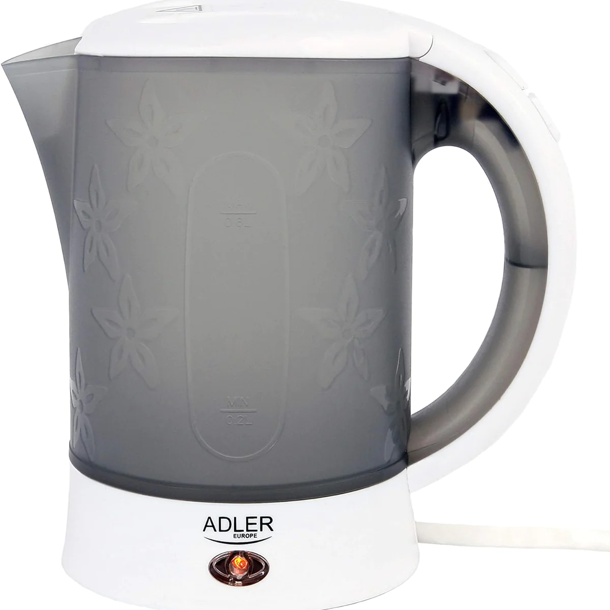 bouilloire électrique de 0,6L 600W gris blanc Adler