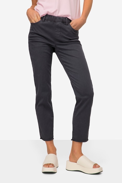 7/8-Slimhose, schmale Passform, 4-Pocket, Fransensaum, mit recyceltem Polyester