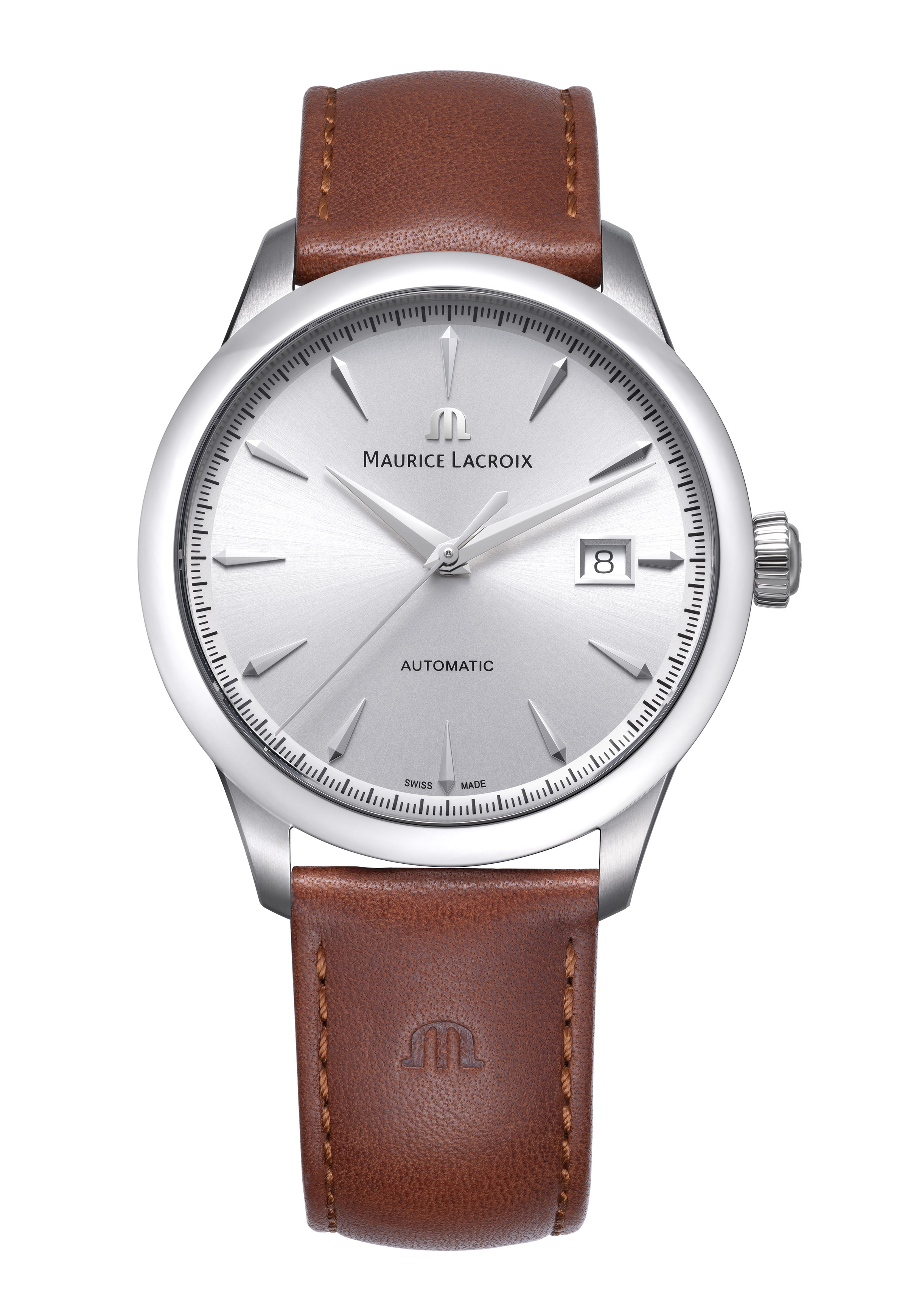 Maurice Lacroix 1975 Automatik Date 40mm Silber Leder