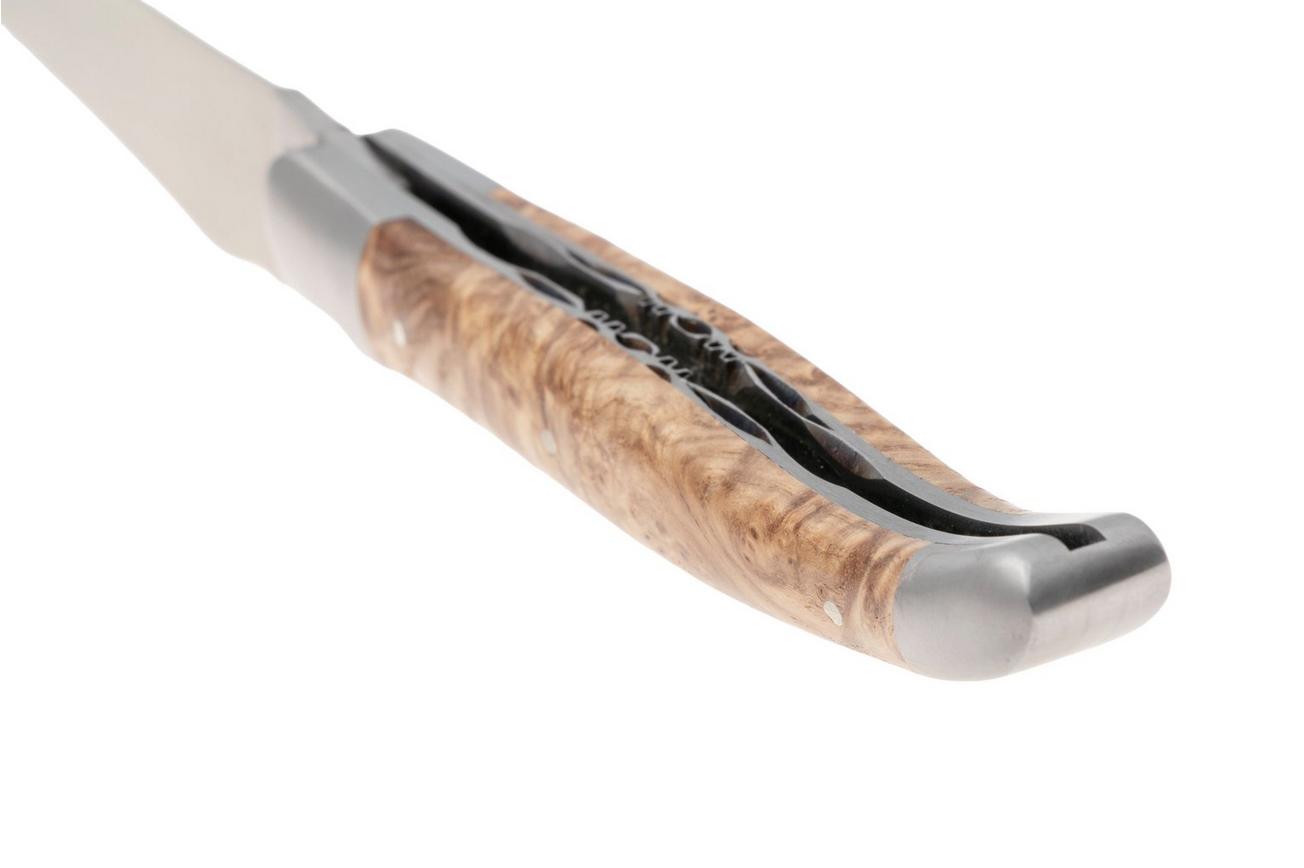 Laguiole en Aubrac Black Ash Burl, Double Plated, Matt Bolsters, zakmes, 12 cm