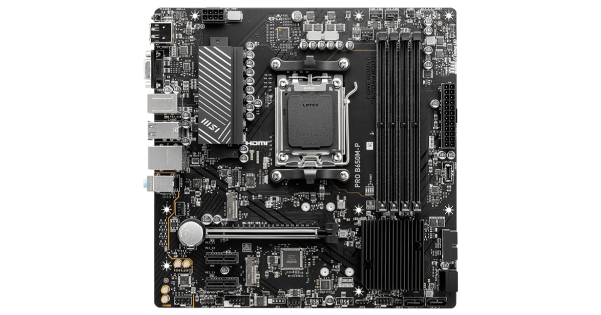 MSIPRO B650M-P socket AM5 moederbord  (Zwart, RAID, 2.5 Gb-LAN, Sound, µATX)