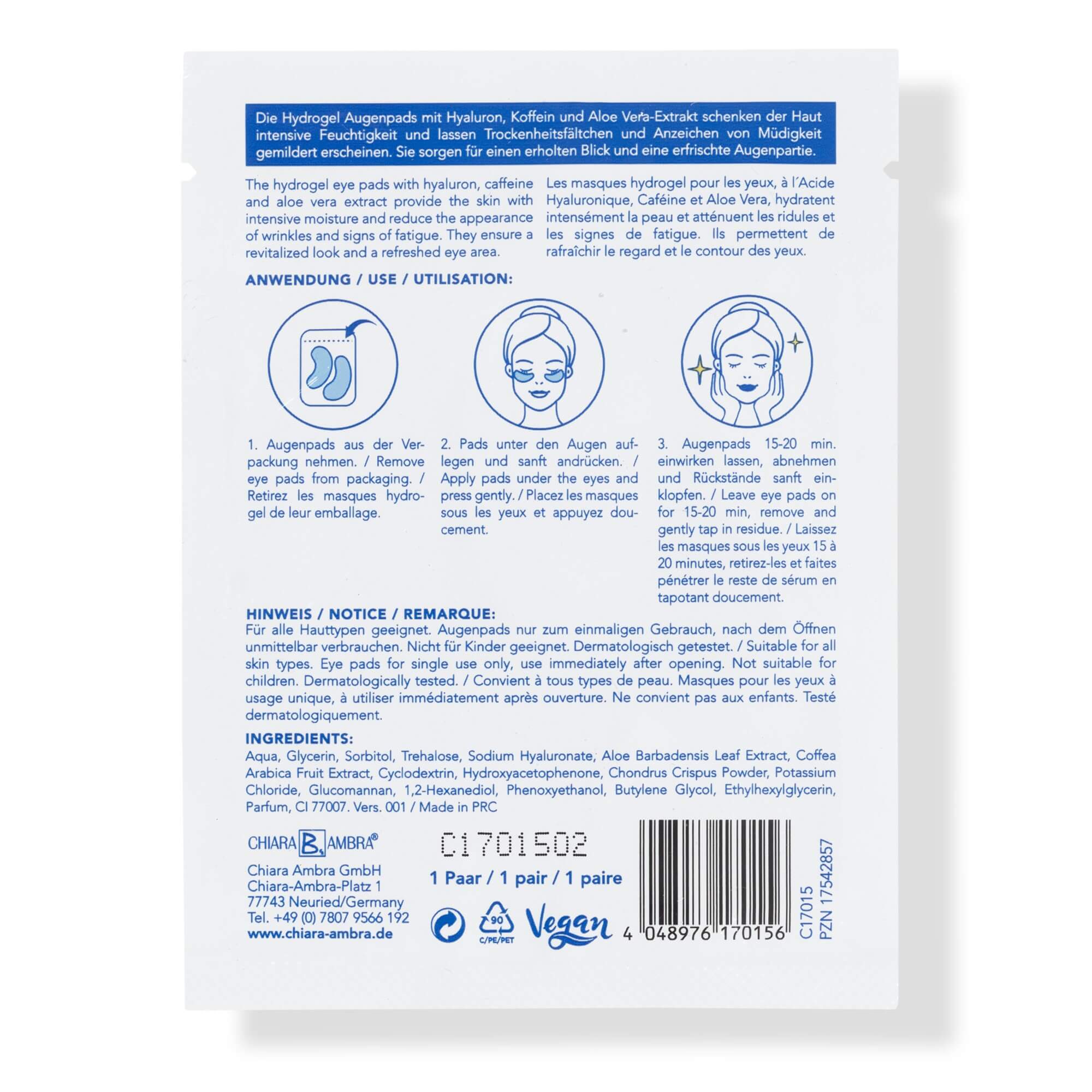 Blaue Hydrogel Augenmaske