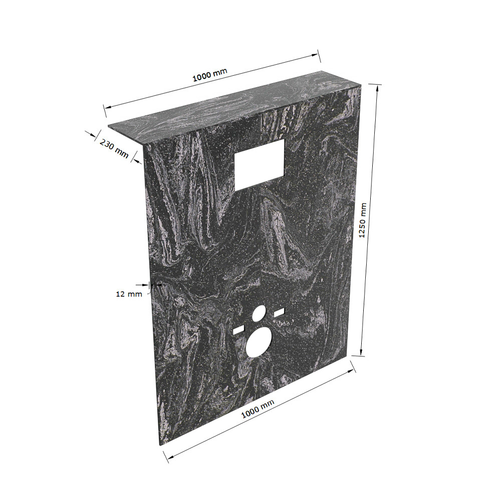 Mondiaz Hope toiletplaat solid surface 100x125cm lava voorgeboord