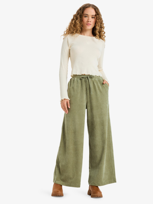 Lekeitio Knit Easy Wear/Coupe confortable - Pantalon en velours côtelé Vert Femme