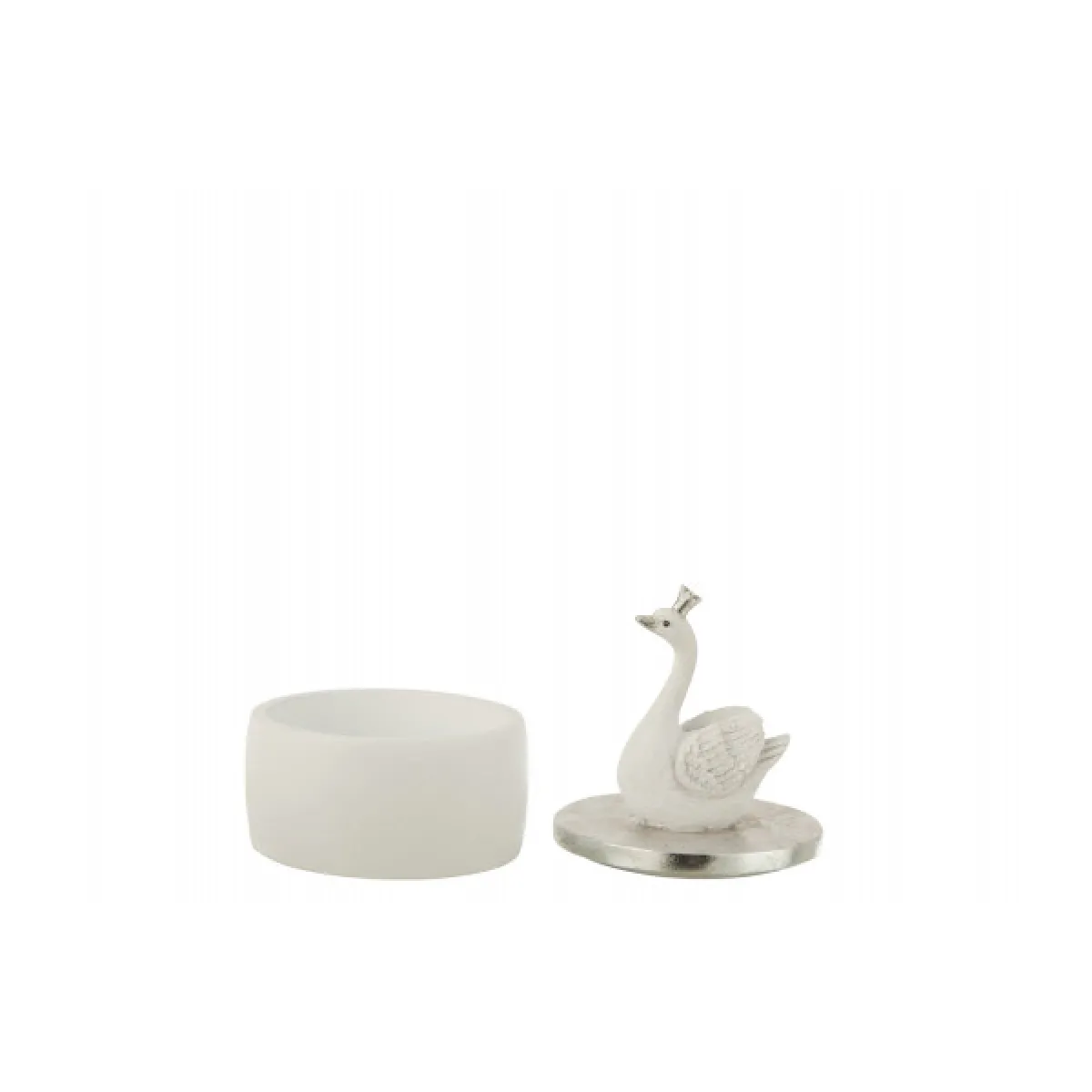 Dansmamaison Boîte Cygne en résine Blanc/Argent