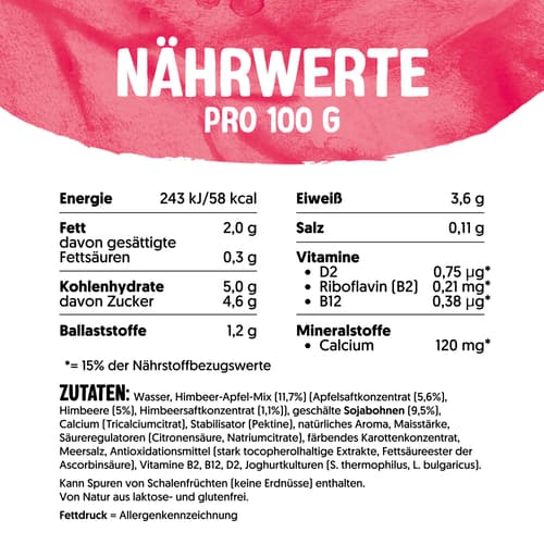 Alpro Joghurtalternative auf Sojabasis Himbeere-Apfel ohne Zuckerzusatz