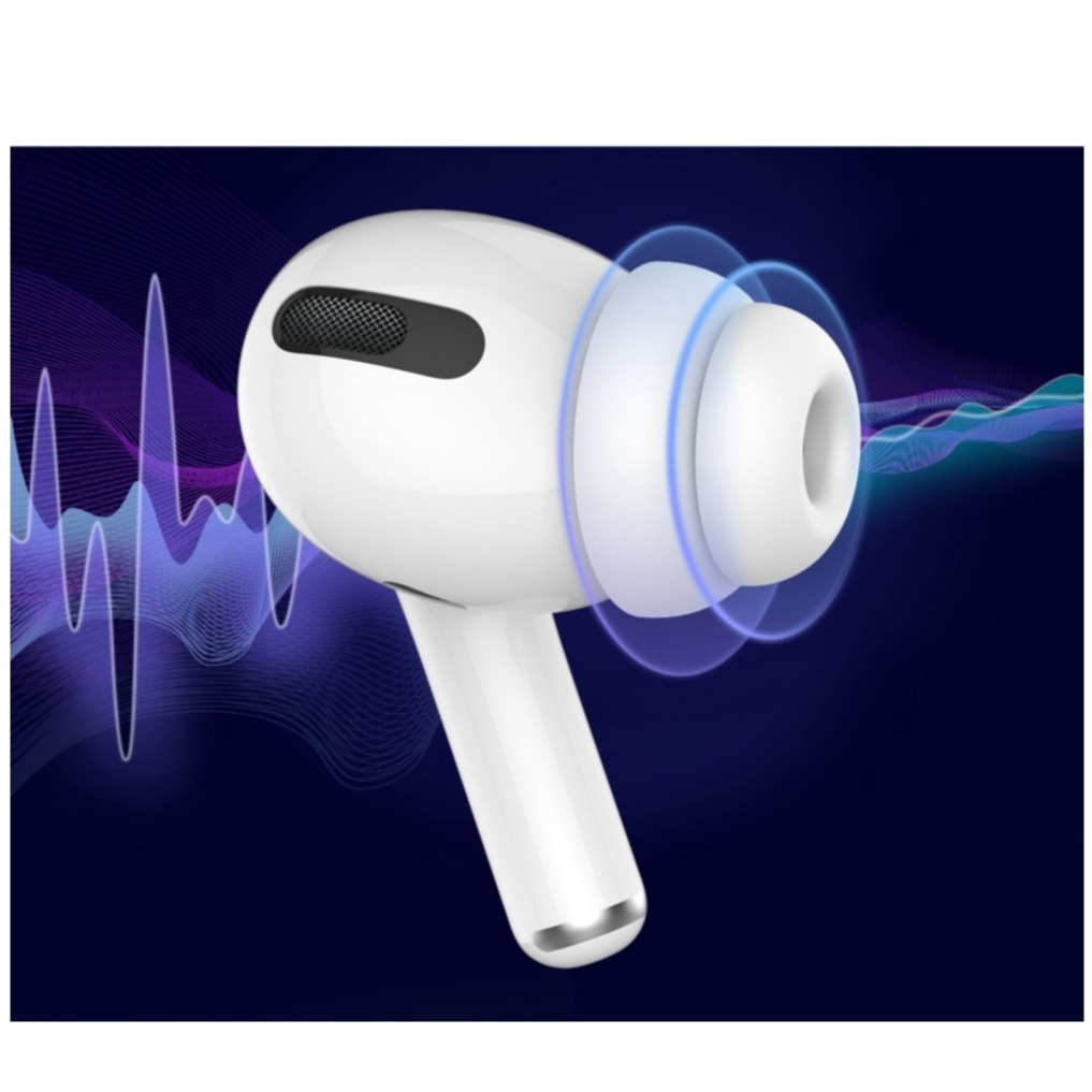 (4-tlg. Set) Gr. S Silikon Airpods Pro / Pro 2 Ohrpolster Rutschfeste Eartips - Weiss