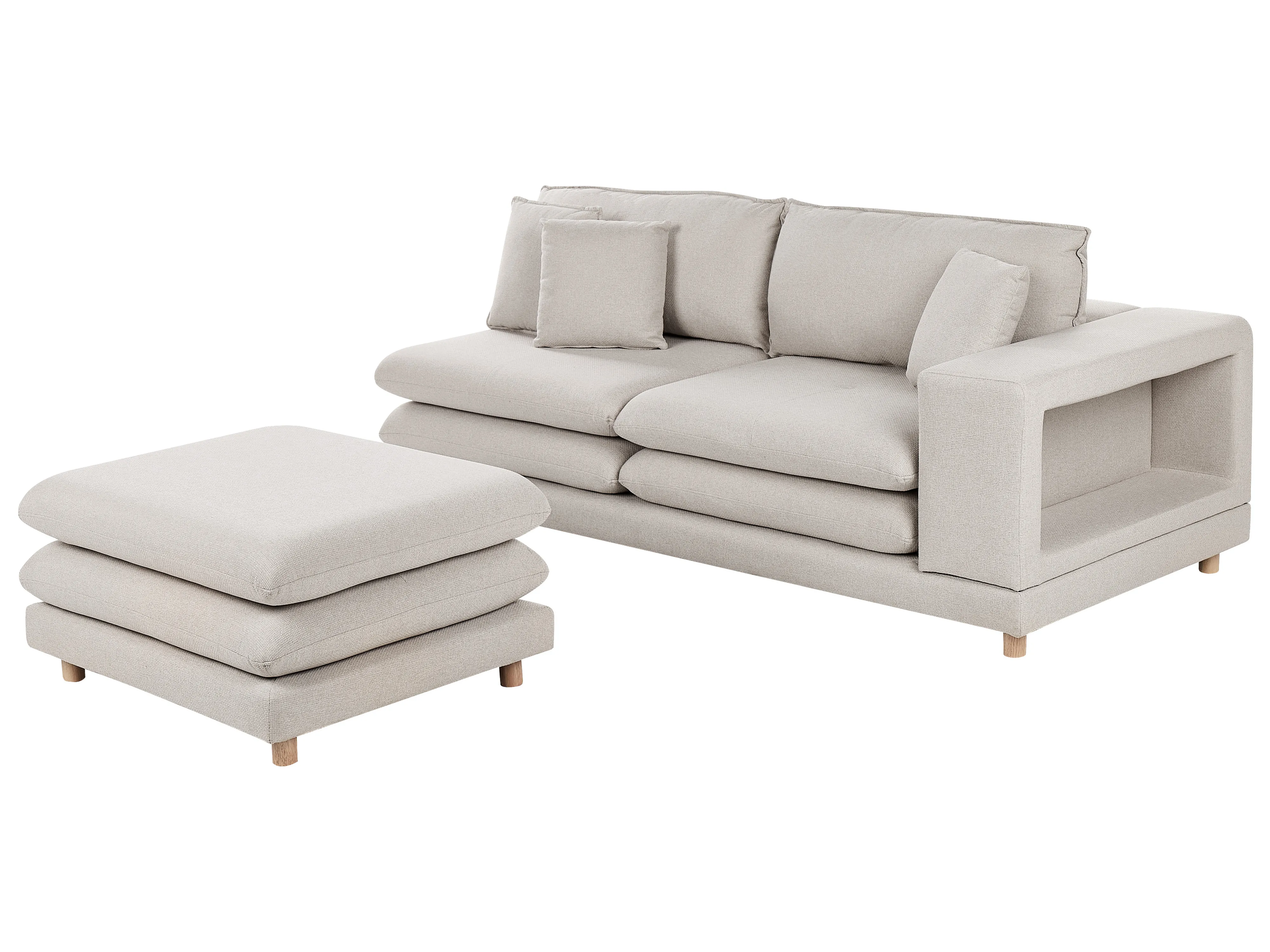 Bank 2-zits HEDEN Stof Beige met ottomaan