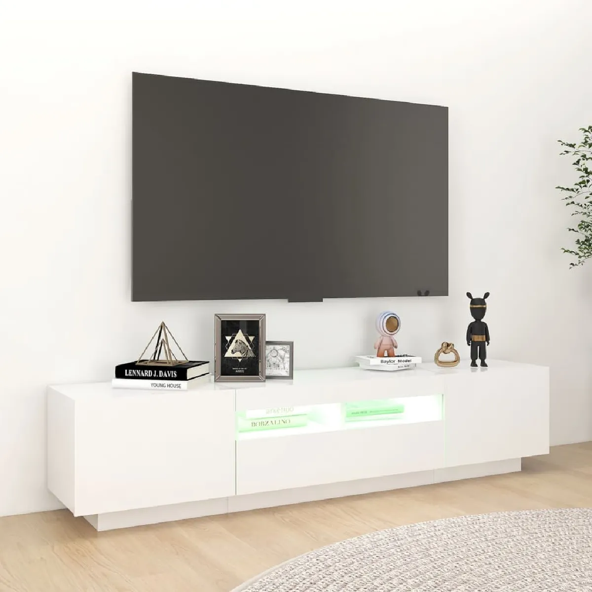 VIDAXL Meuble TV LED Blanc - 180 cm